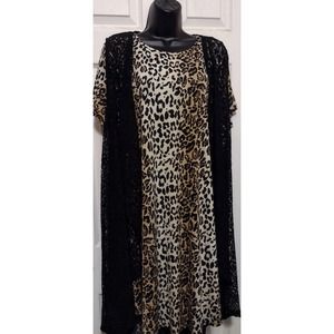 "Lucky & Blessed" Leopard dress & Black Lace Cover-up by "Southern Stitch" (XL)